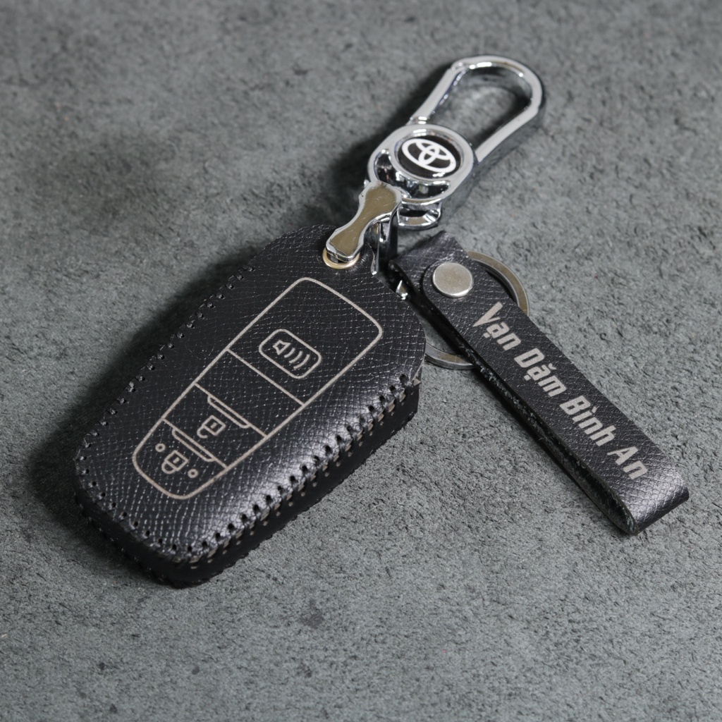 Bao da móc khoá bọc ốp chìa khoá xe ô tô Toyota Corolla Cross, da bò, nhiều màu, khâu thủ công To29