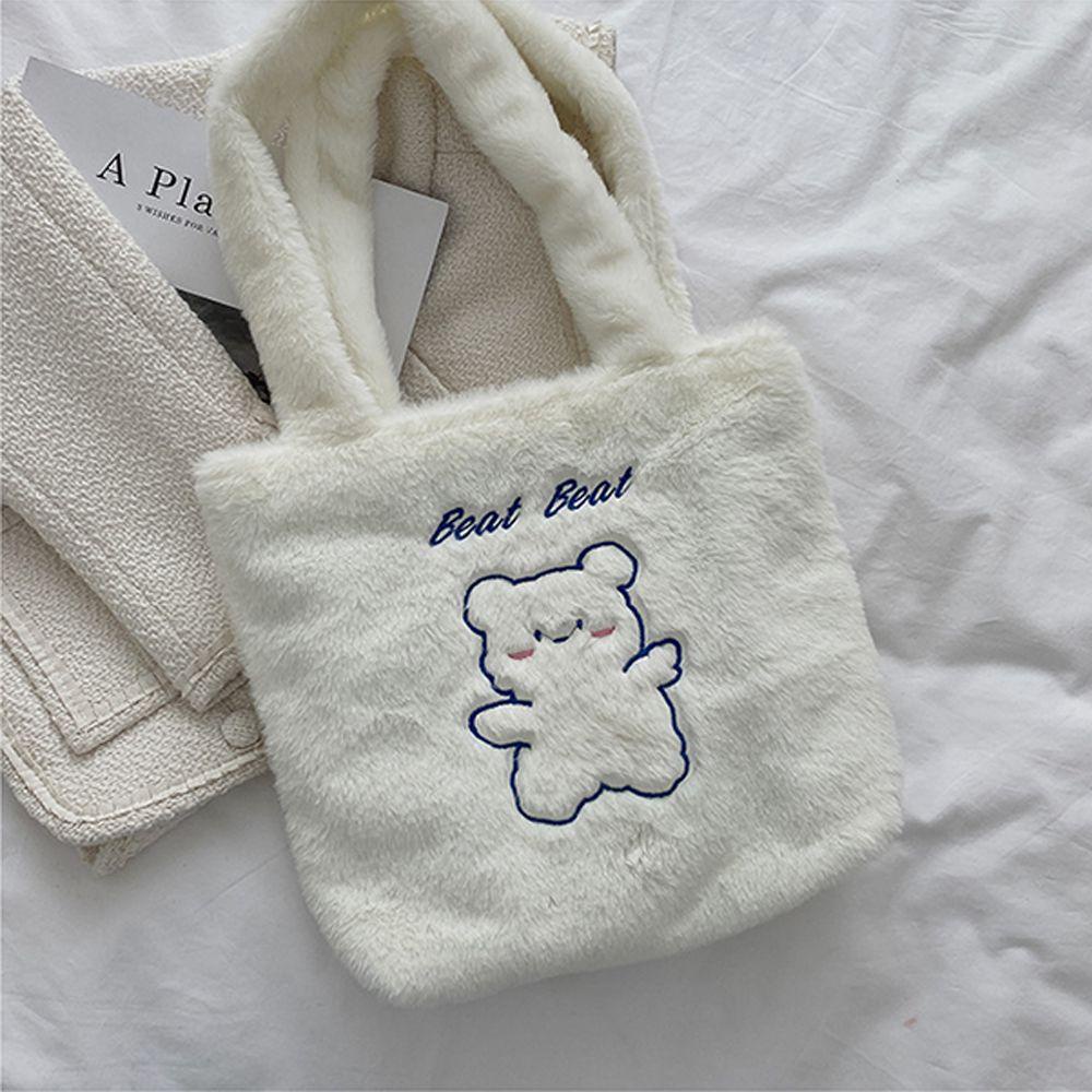 Túi Mua Sắm Cỡ Lớn Bằng Vải Bông Mềm Mại In Họa Tiết Gấu Hoạt Hình Đáng