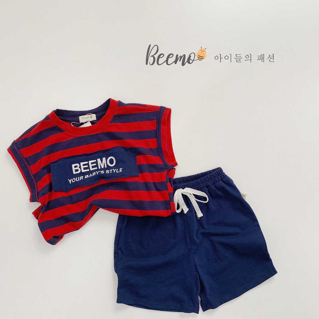 Set trang phục bé trai ba lỗ in ngực Beemo