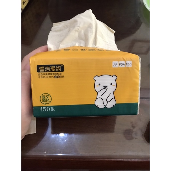 Giấy rút gấu gói vàng nội địa Trung hàng loại 1 giấy không tẩy siêu dai mềm mịn