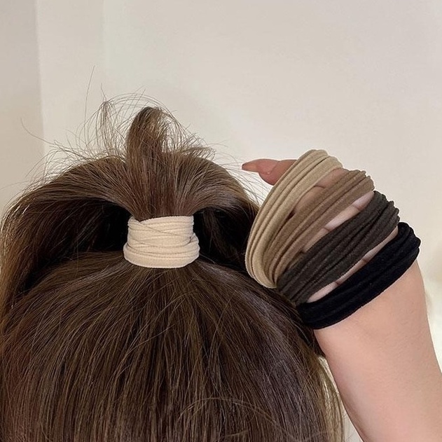 Dây Buộc Tóc Cao Su Co Giãn Không Đường May Phong Cách Hàn Quốc Cho Nữ