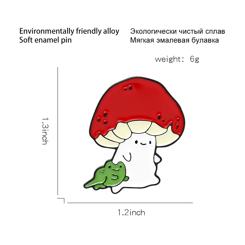 Ghim Cài Áo Tráng Men Hình Nấm/Ếch Hoạt Hình Vui Nhộn Đáng Yêu