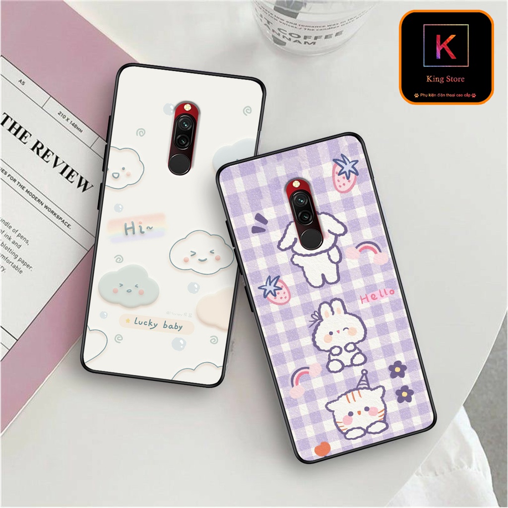Ốp lưng Xiaomi Redmi 7 - Redmi 7A - Redmi 8 - Redmi 8A - Ốp in hình gấu &amp; thỏ đang yêu - lưng nhám viền TPU cao cấp