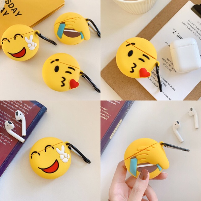 Vỏ đựng tai nghe Bluetooth hình emoji siêu cute