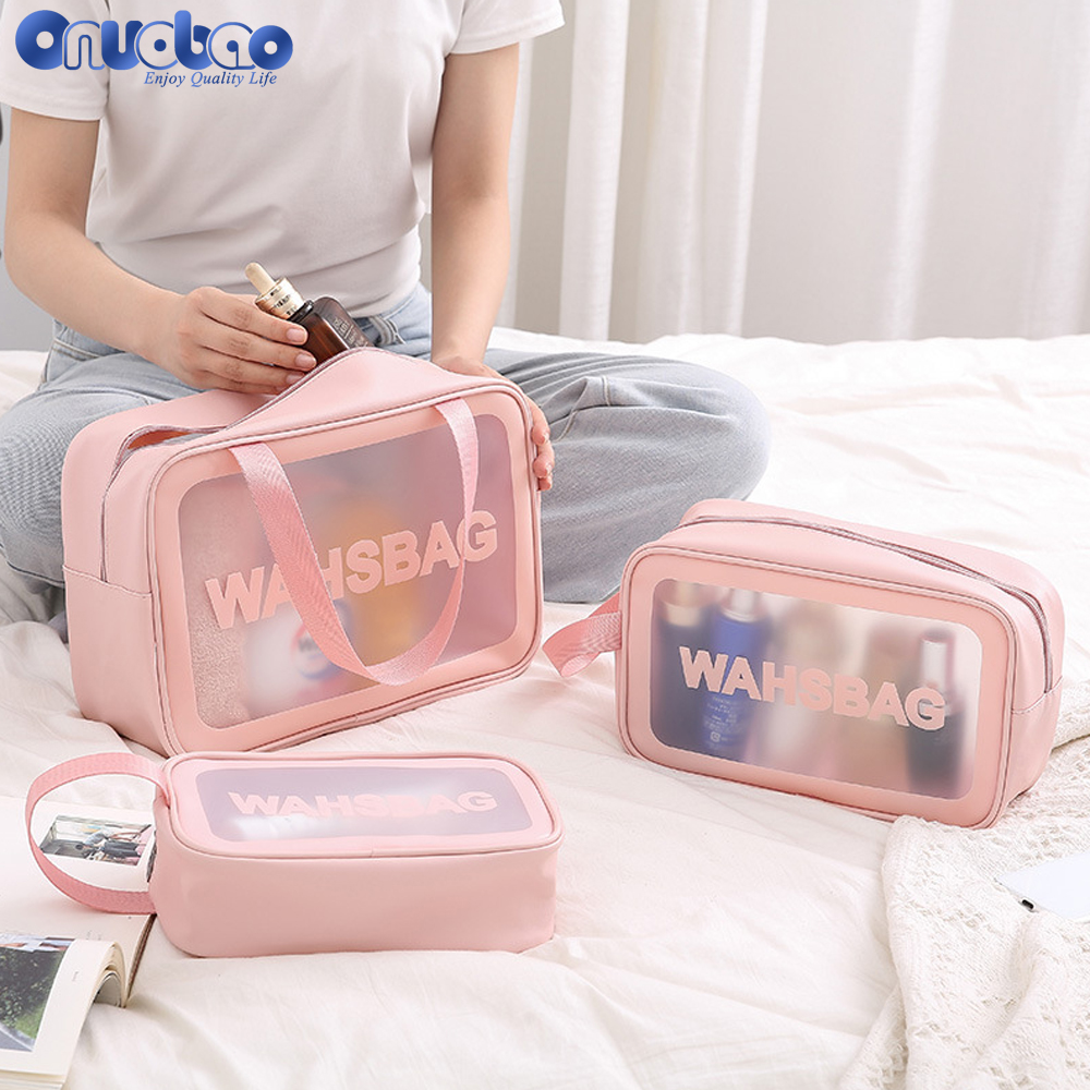 Túi ONUOBAO đựng mỹ phẩm/ đồ dùng hàng ngày chất liệu PU và PVC chống thấm nước tiện lợi