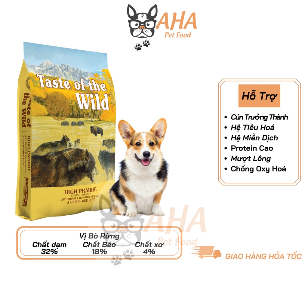 Thức Ăn Cho Chó Corgi Taste Of The Wild Bao 2kg -  High Praire Bò Rừng &amp; Nai Nướng, Trái Cây Rau Củ Quả