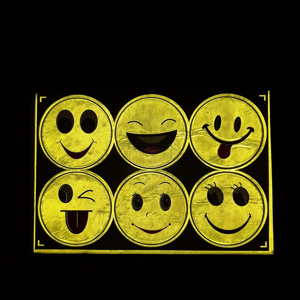 Hình dán phản quang 6 hình mặt cười to
