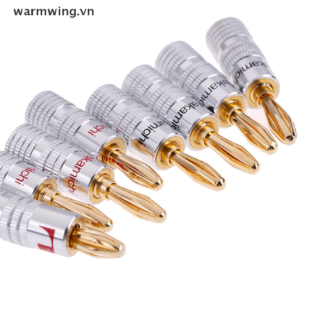【warmwing】 4pcs 2pairs 24K Gold Plated Speaker banana plug Audio Jack connector  .