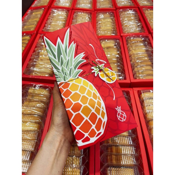 Set 10 bộ Hộp bánh DỨA, bánh quy hình TRÁI DỨA ĐỎ