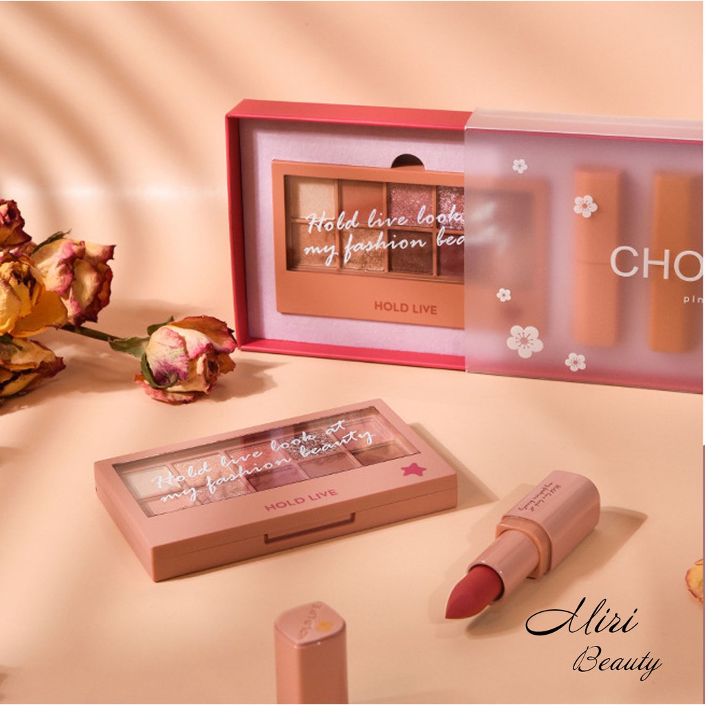 Set trang điểm bảng phấn mắt và 3 màu son HOLDLIVE Chocochoke Pink Sweet Perfect Suit | BigBuy360 - bigbuy360.vn