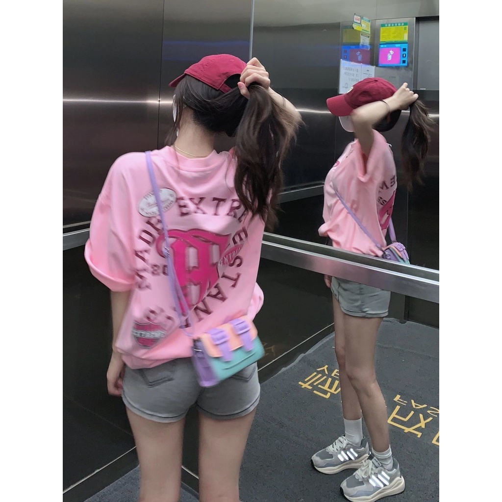 Jiashucheng Áo Thun 100% Không Xuyên Thấu Tay Ngắn Phong Cách harajuku Mới