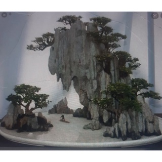 tiểu cảnh trồng bonsai-hon non bộ mini có thác nước