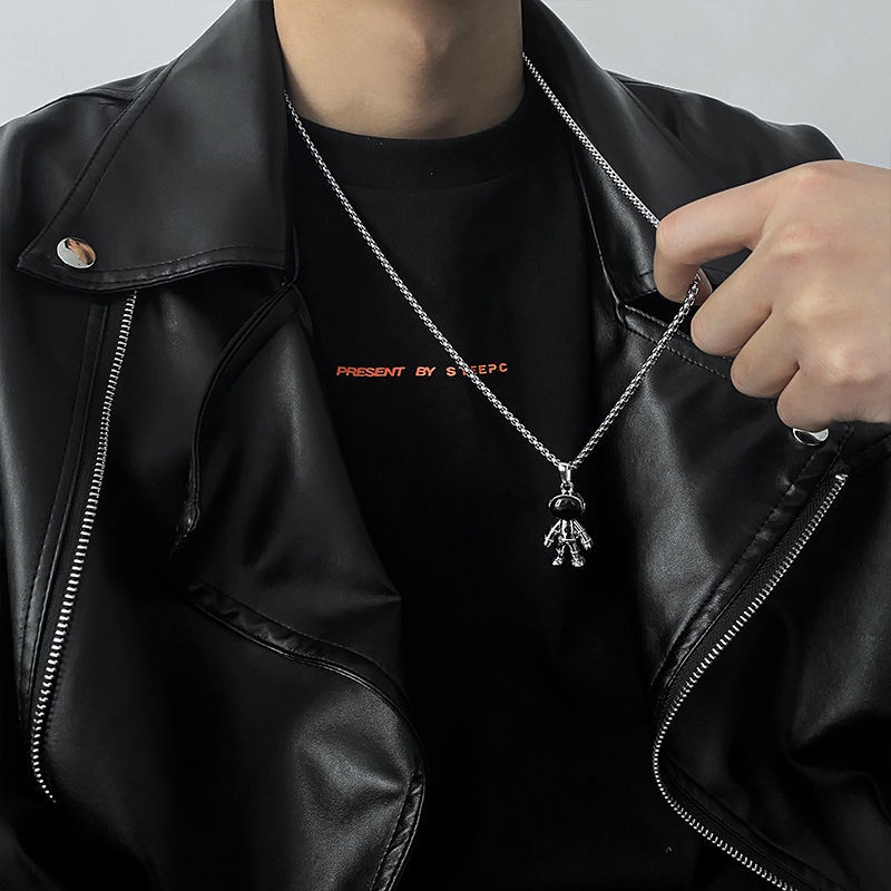 Dây chuyền thép titan nguyên chất gắn hình mặt cười thánh giá phong cách nam tính 2022 mới cho nam