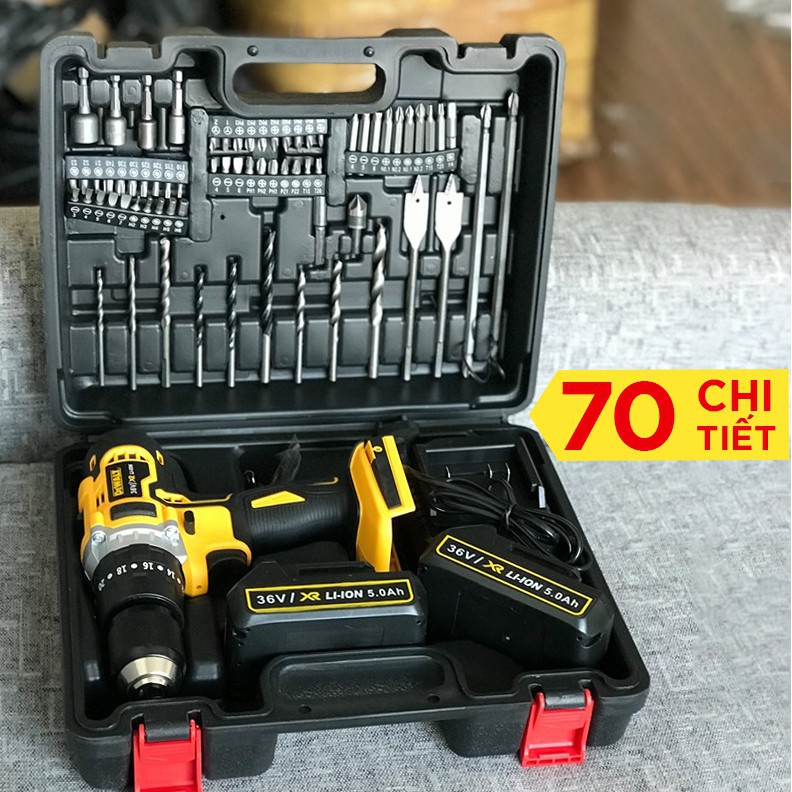 Máy Khoan Bê Tông DEWALT 36V 2 Pin - TẶNG BỘ PHỤ KIỆN - Động cơ 775 - Không chổi than