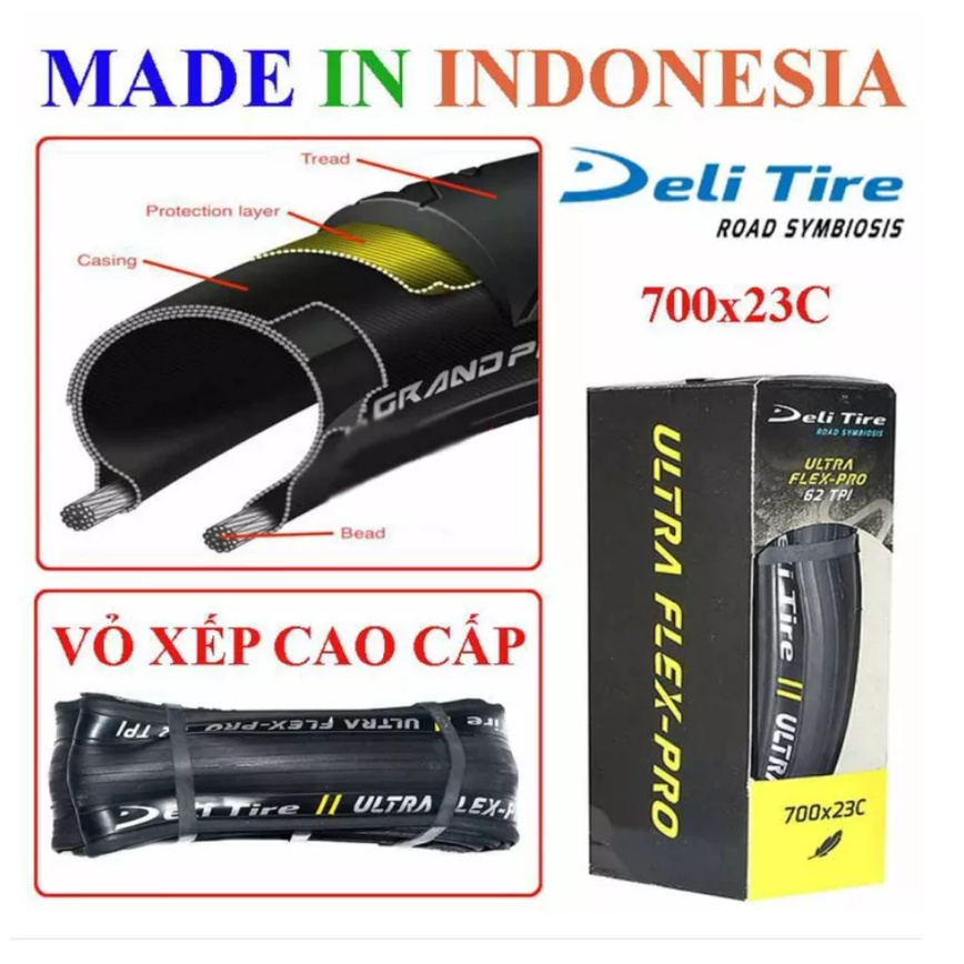 LỐP XE ĐẠP DELI ULTRA FLEX-PRO 700X23C TANK NILON