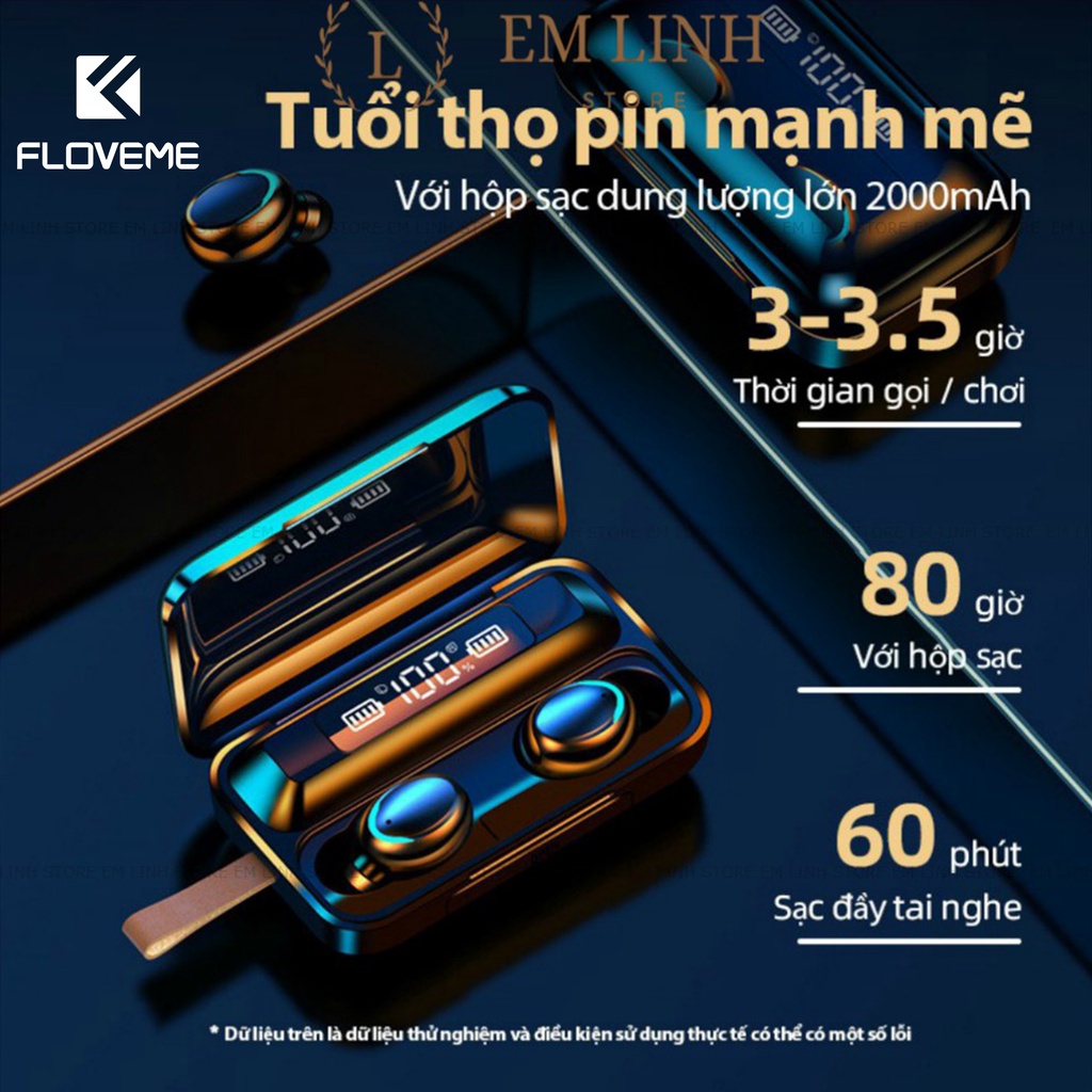 Tai Nghe Bluetooth 5.0 Floveme FL9 Pro Không Dây True Wireless Nhét Tai Cảm Ứng Kiêm Sạc Pin Dự Phòng - F9 PRO