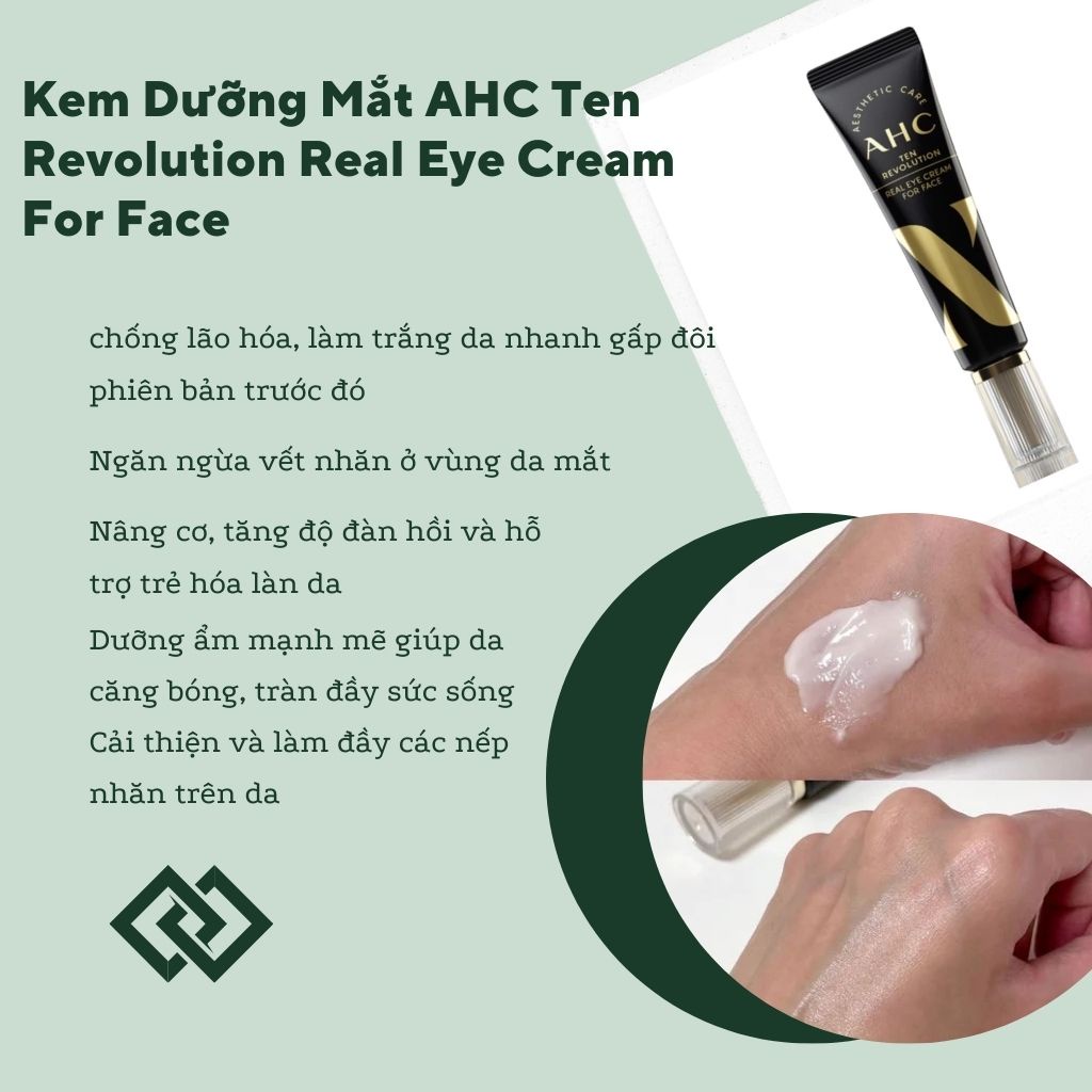 Kem mắt AHC season 10 ten revolution real eye cream for face 12ml & 30ml Hàn Quốc / Kem Giảm nhăn và giảm thâm mắt AHC