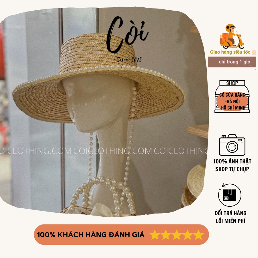 Nón cói cứng vành viền ngọc