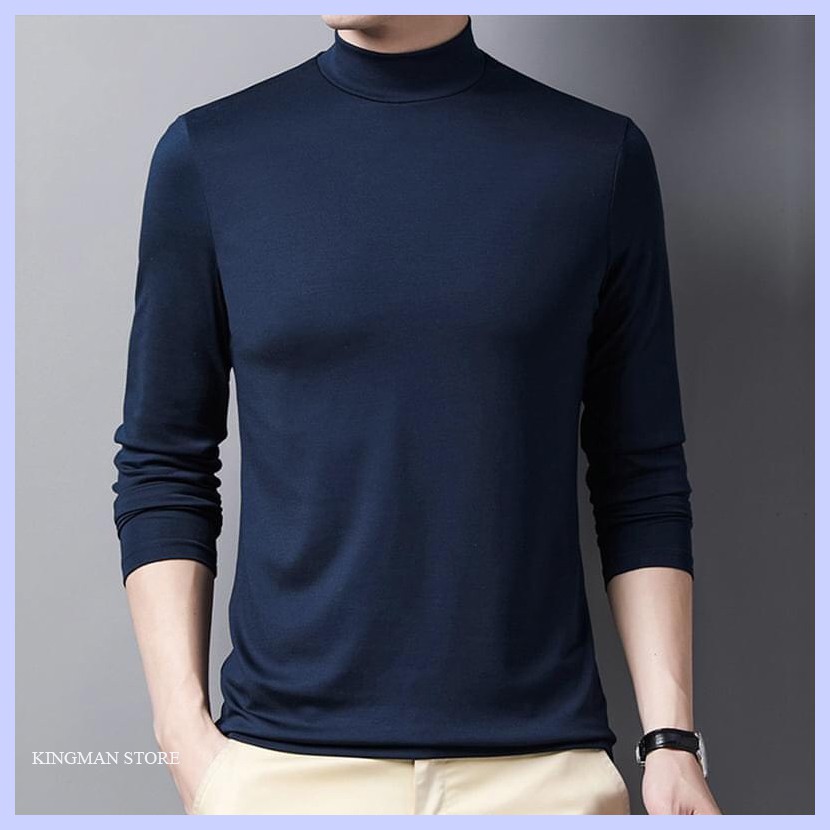 Áo Giữ Nhiệt Nam Cổ 3 Phân, Áo Thun Nam Dài Tay Co Dãn 4 Chiều Chất Cotton Cao Cấp - Kingman Store | BigBuy360 - bigbuy360.vn
