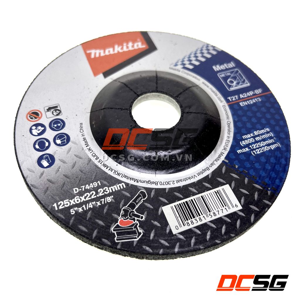 Đá mài kim loại 125x6.0x22.23mm T27 A24P-BF Makita D-74491 | DCSG