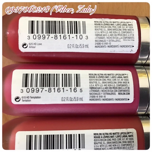 Son kem li Revlon Ultra HD Matte Lip Color (chuẩn Mỹ)