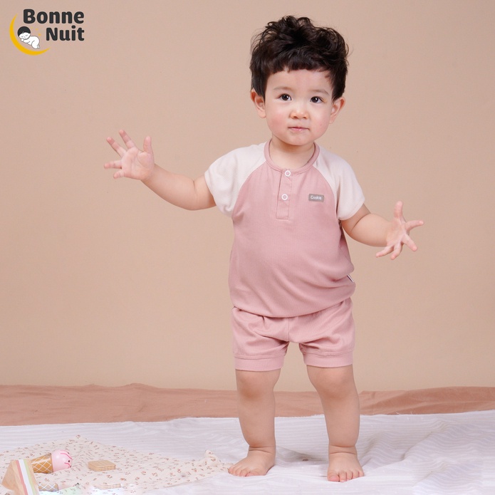 Bộ cộc tay bổ trụ chui đầu Cookie chất Cotton siêu mát