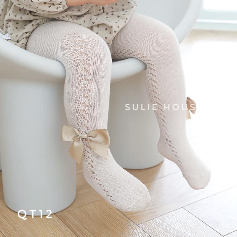 Quần tất ren đính nơ cao cấp cho bé - QT12