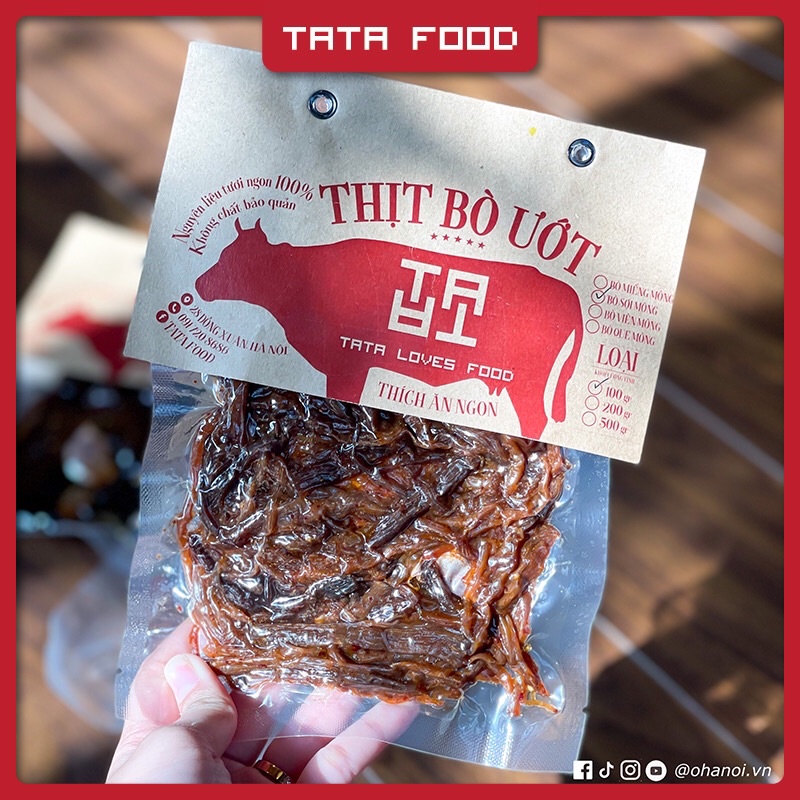 Khô bò sợi ướt cháy tỏi 200g TATA Food đồ ăn vặt Hà Nội BSU2