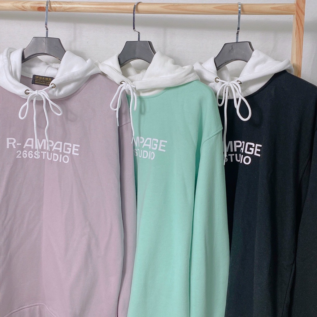 Áo Hoodie Tay Dài RAMPAGE STUDIO Vải Nỉ Bông Dày Dặn Form Rộng Ulzzang Unisex