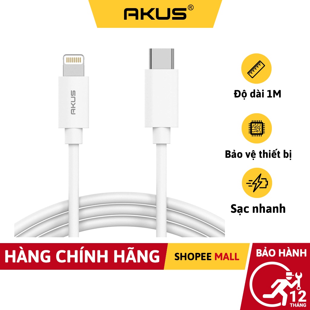 Dây sạc nhanh 20w Akus PD105 cáp type c to-Hàng-Bảo hành 12 tháng