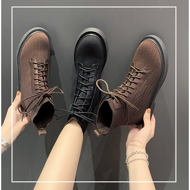 Giày boots nữ cổ cao phong cách Hàn Quốc siêu xinh