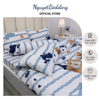 Bộ Chăn Phao Ga Gối Poly Cotton Nhập Khẩu - 5 Món Full Set - CHĂN PHAO + Ga Chun + 2 Vỏ Gối Nằm + 1 Vỏ Ôm