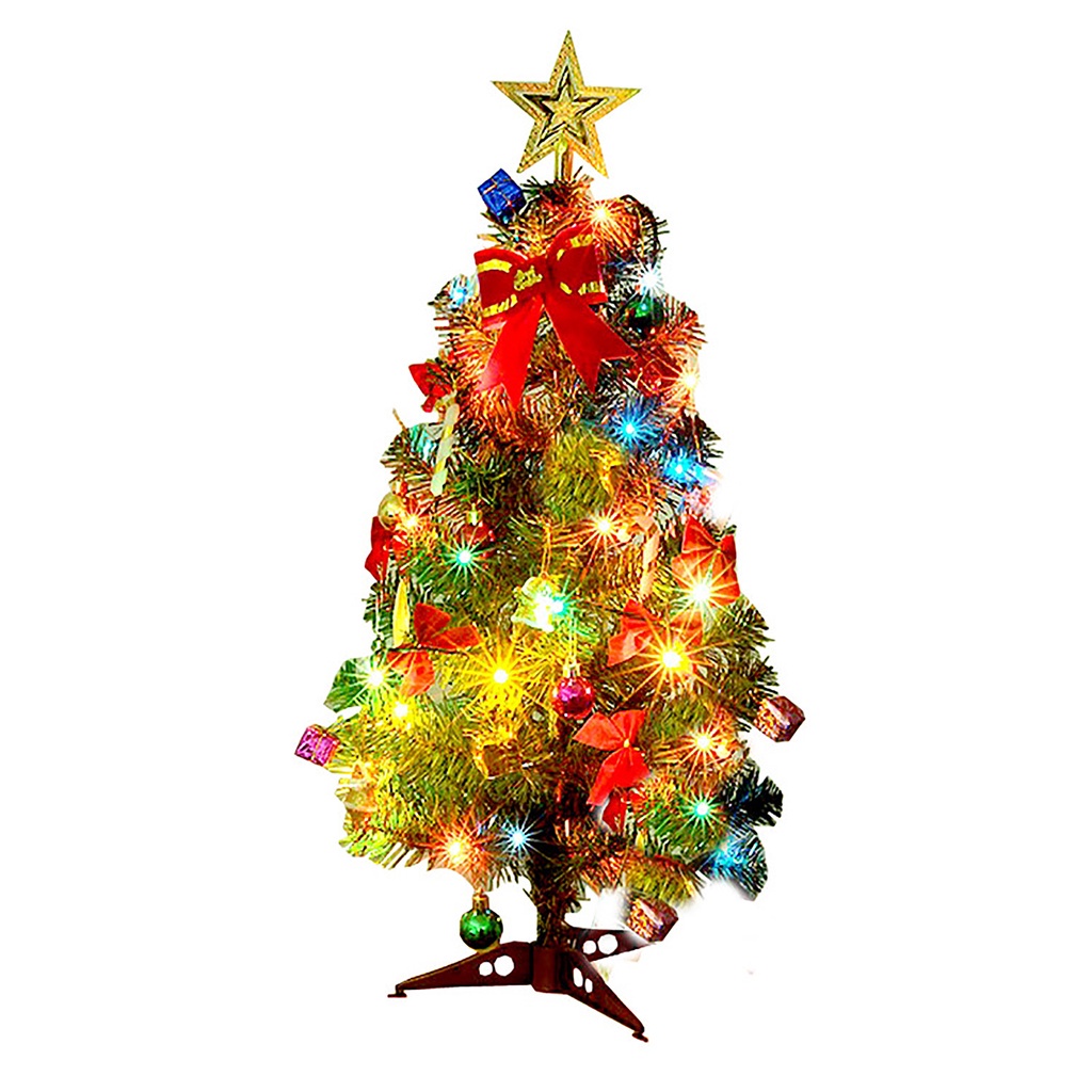 Bộ cây thông noel cỡ nhỏ để bàn có đèn LED 60cm dùng trang trí giáng sinh