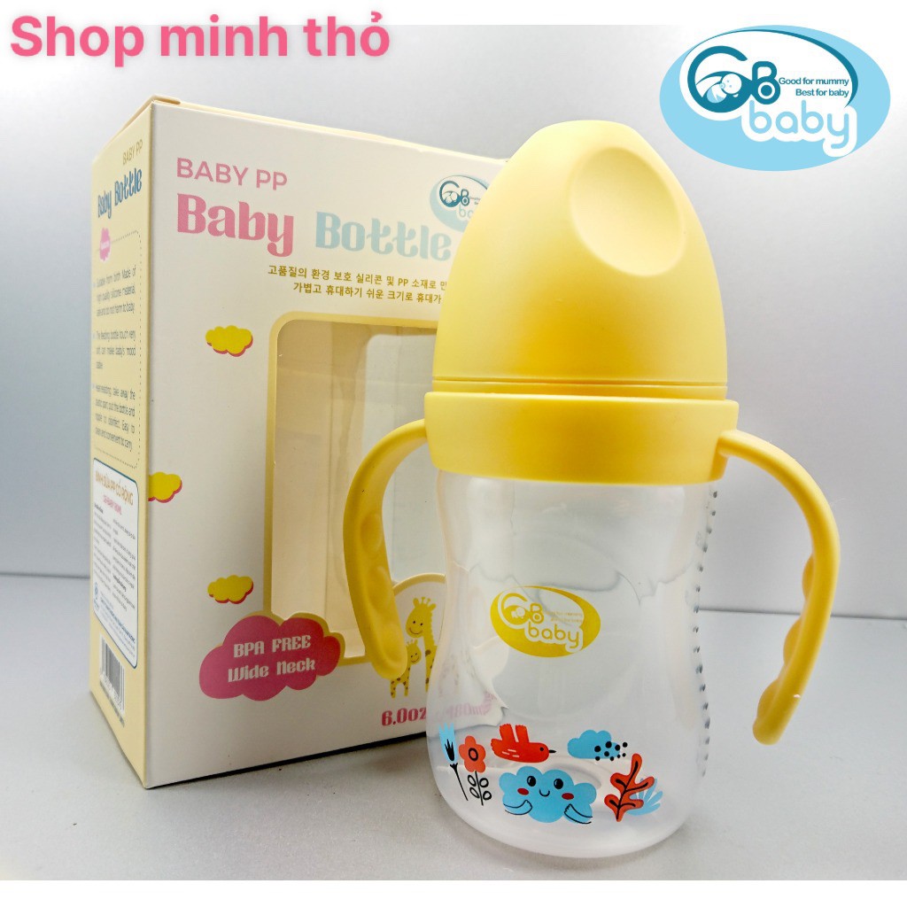 Bình sữa 🌸GB BABY🌸 Bình PP Bottle cổ rộng - có tay cầm size 180ml/240ml - An toàn cho bé