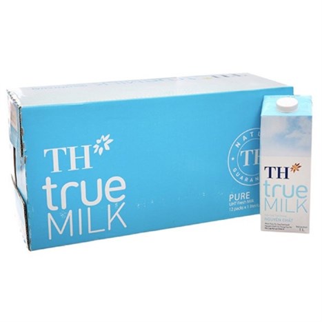 Thùng 12 hộp sữa tươi tiệt trùng nguyên chất không đường TH true MILK hộp 1 lít