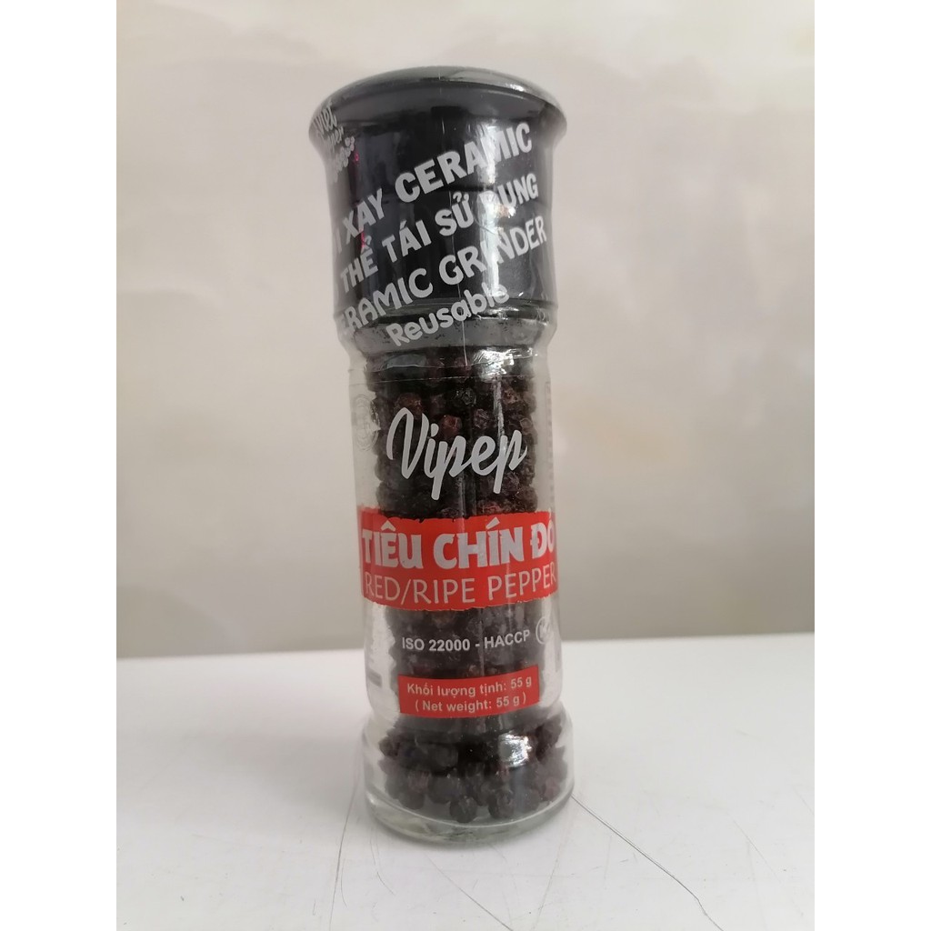 [55g] TIÊU HẠT CHÍN ĐỎ (kèm nắp xay) [VN] VIPEP Red / Ripe Pepper (vpp-hk)