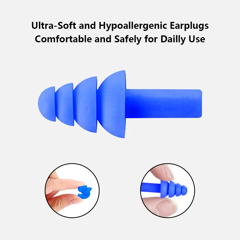 Nút Bịt Tai Chống Ồn Chống Ồn Bằng Silicone Cao Cấp Kèm Hộp Đựng Có Dây Bảo Vệ Chống Ồn Và Chống Thấm Nước Thoải Mái Khi Đi Bơi