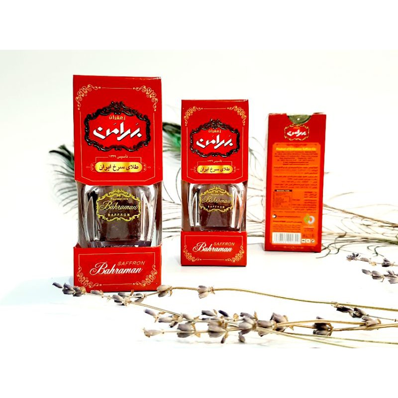 Saffron Negin Iran chính hãng thương hiệu Bahraman, hộp dài, 1g - Nhụy hoa nghệ tây Iran loại Negin.
