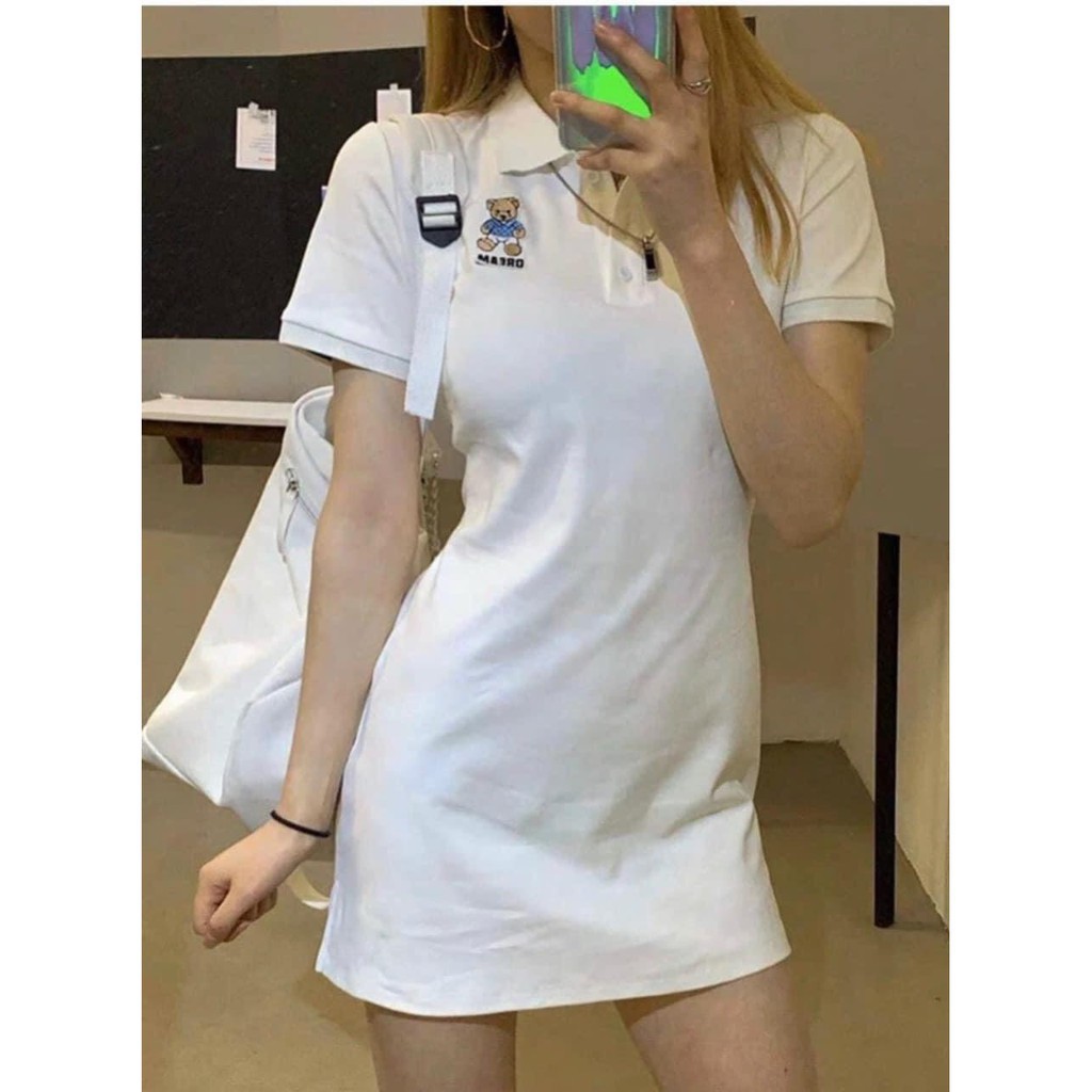 Váy thêu gấu [FREESHIP]🍁Đầm dáng ôm body chất bo tăm🍁 | BigBuy360 - bigbuy360.vn