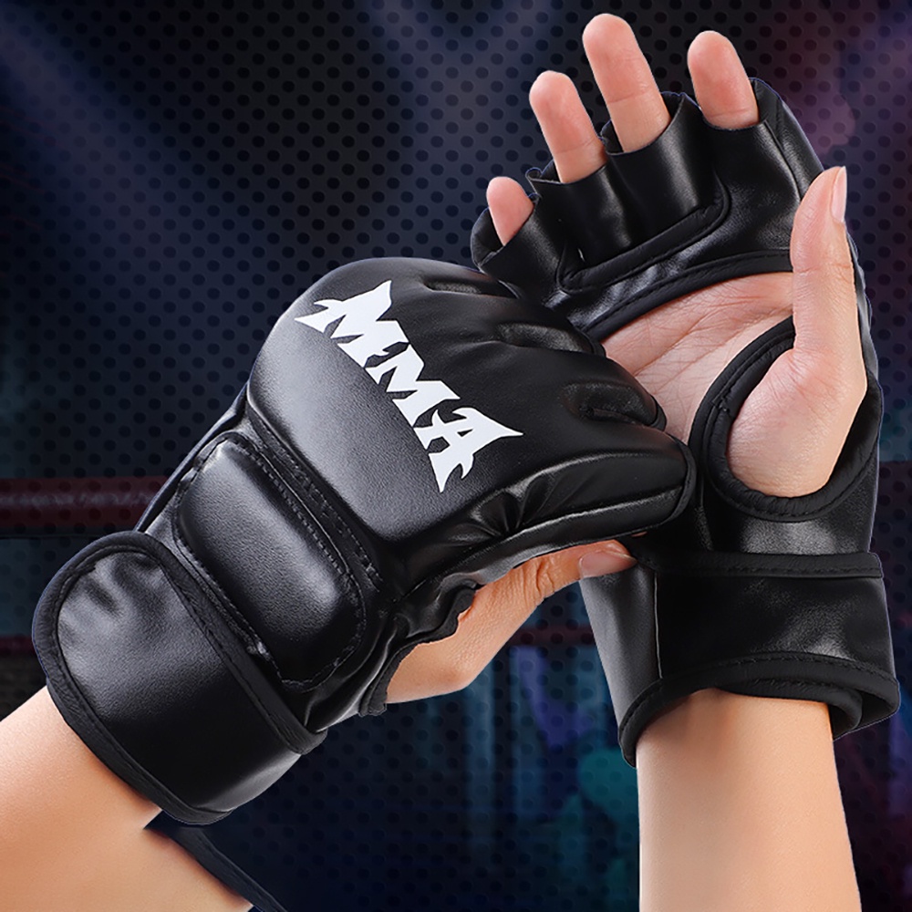 Găng tay đấm bốc hở ngón tập boxing MMA cho người lớn