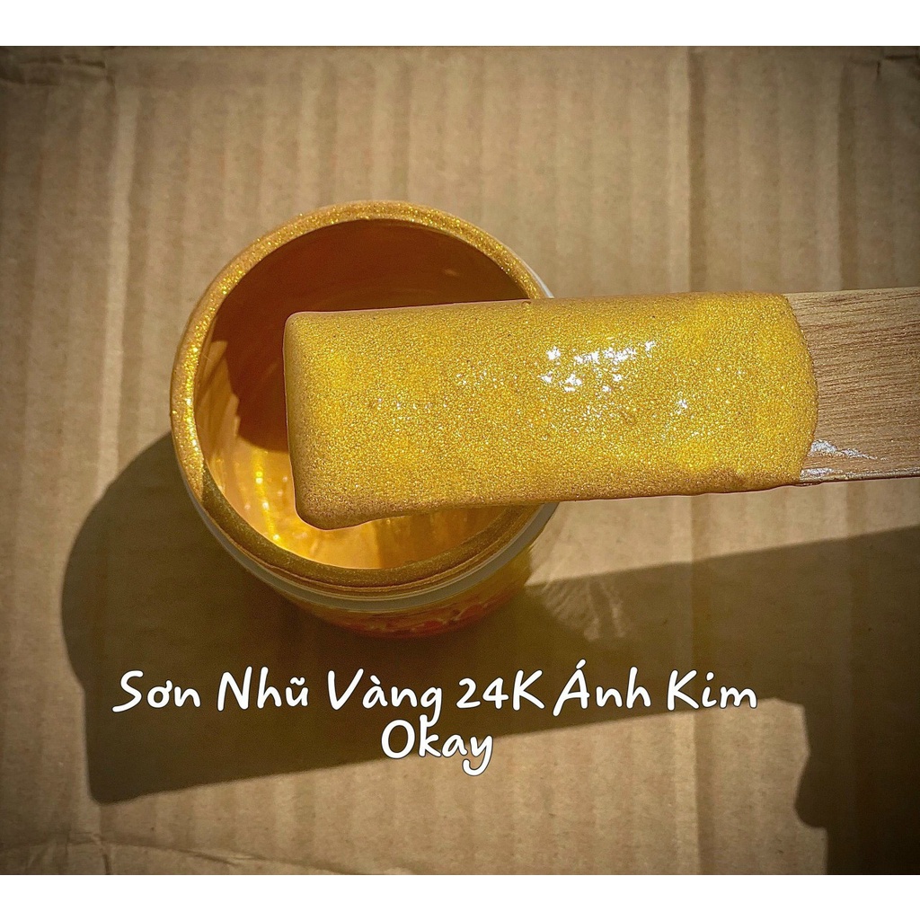 Sơn Chậu Kiểng Nhũ Vàng Hệ Nước 24K Ánh Kim Okay
