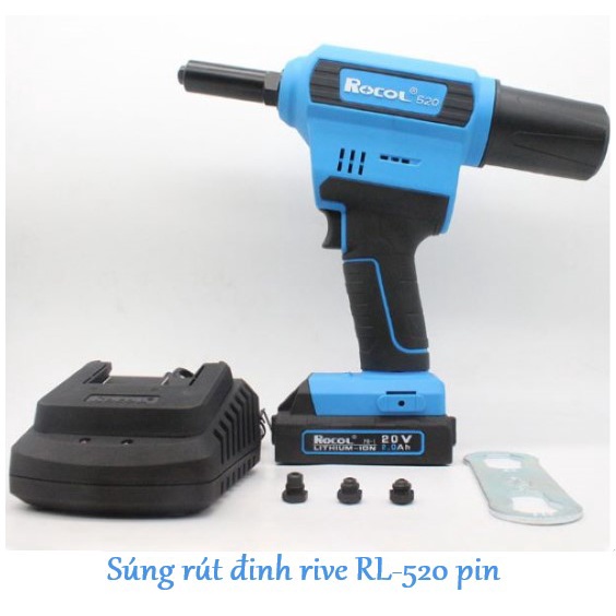 Máy bắn đinh rive RL520. Chạy bằng pin (Loại đinh 3.2-6.4) (Bảo hành 12 tháng)