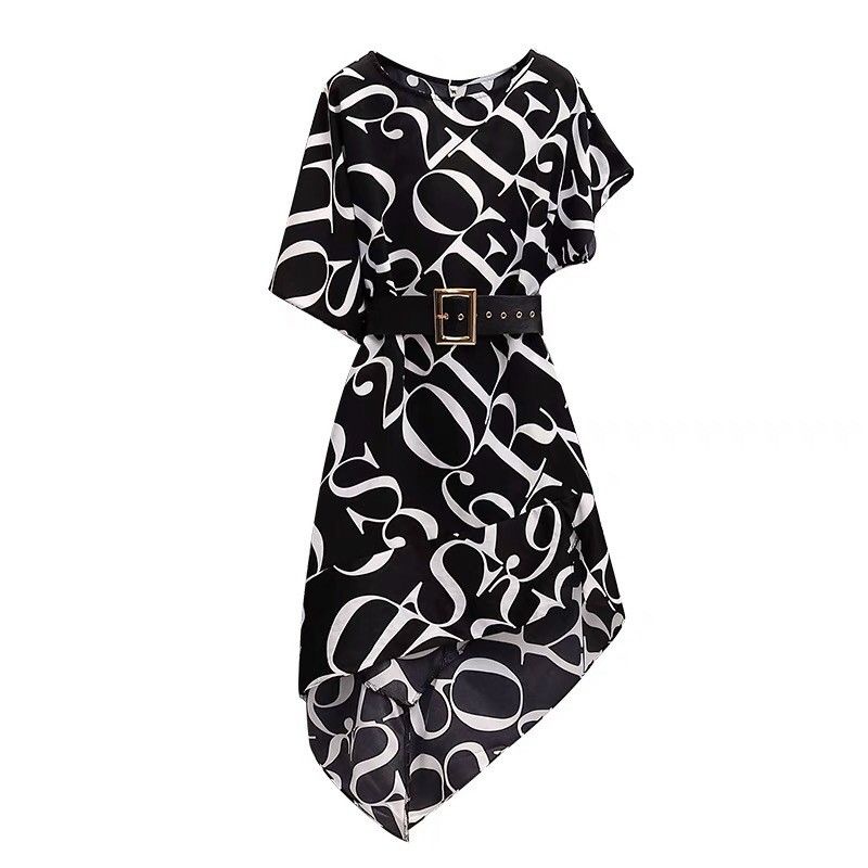 ĐẦM LỤA CHỮ KÈM BELT