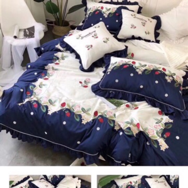 Set chăn ga gối lụa Cherry cao cấp, hàng 6 món nhập khẩu.
