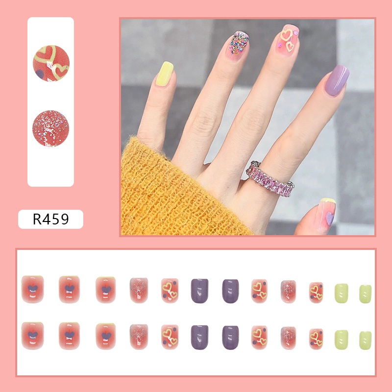 [Hàng mới về] Set 24 Móng Tay Giả R144 Kèm Keo Dán Tiện Dụng
