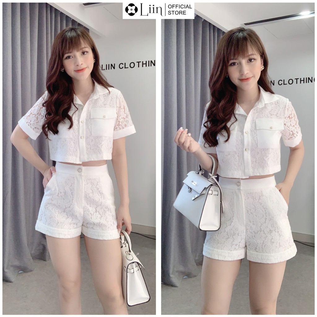 Set đồ bộ nữ Ren Trắng Phối Lụa cá tính Liin Clothing S0211