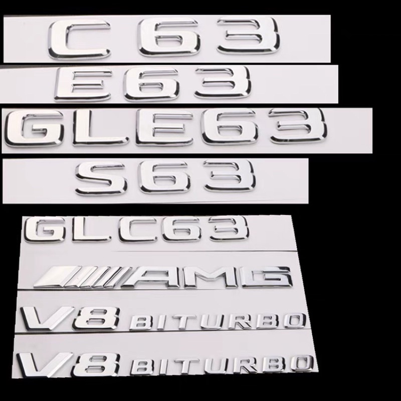 TEM CHỮ E63, TEM CHỮ C63, TEM CHỮ GLC63, TEM CHỮ AMG , TEM CHỮ S63 , TEM CHỮ V8 BITURBO DÀNH CHO XE MERCEDES
