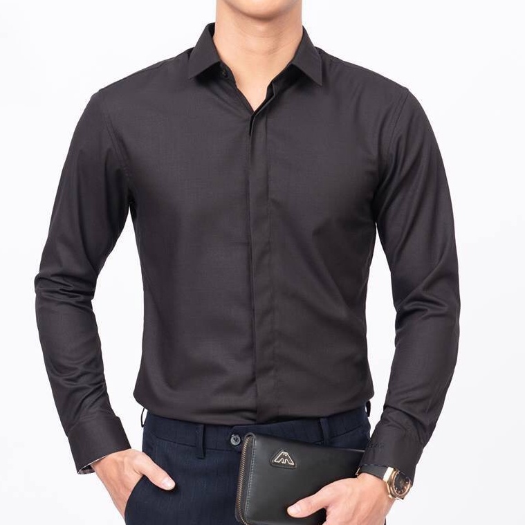 Áo sơ mi nam dài tay cao cấp hàn quốc đẹp F8888 Nẹp che cúc SMC0011