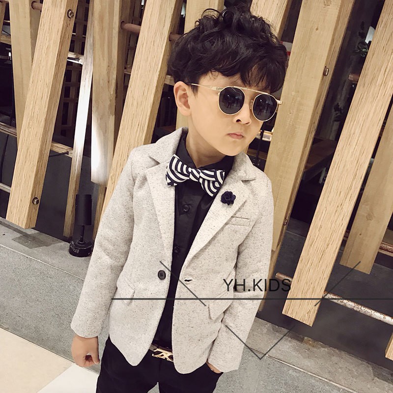 Áo blazer trẻ em 2019 mùa thu mới cho bé trai đẹp trai ve áo nhỏ phù hợp với áo dài tay áo bé
