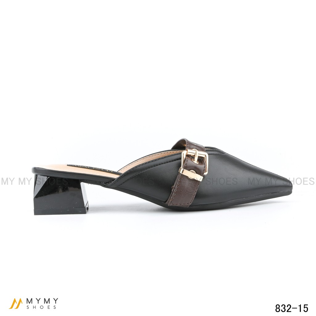Guốc da lì dập lỗ 3p my my shoes 832-15